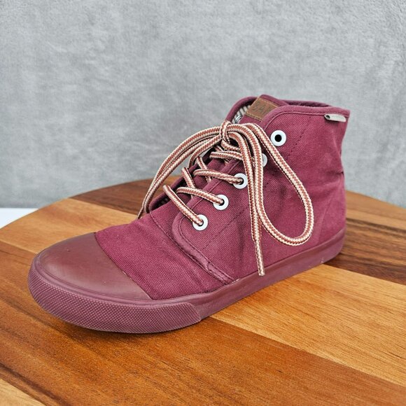 Bangs High Top Sneakers 6.5 Burgundy Red Cap Toe Lace Up Canvas Skateboarding - Picture 1 of 12